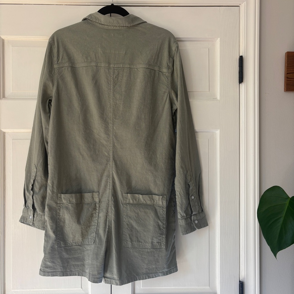 Frank & Eileen Ireland Playsuit Romper Olive Green Size Large Long Sleeve Cotton - Picture 9 of 14